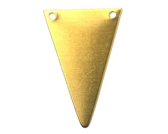 Charms Triangle Blank Geometric Shape Raw Brass Pendant 2 Holes 27x18mm (6) CP139