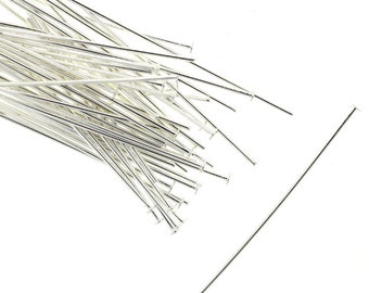 Head Pins Silver Plated 1.5 Inch 21 Gauge Findings (50) FI831