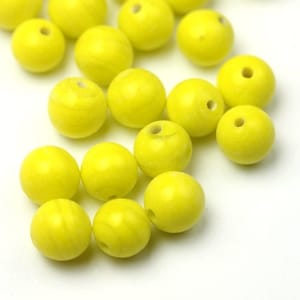 Vintage Glass Beads Japan Bright Yellow 8mm Round Orion (12) VGB108