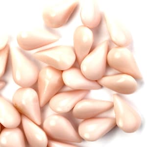Vintage Glass Stones Pear 13x8mm Smooth Pale Pink Blush Opaque Smooth Top Japan (6) VGC413