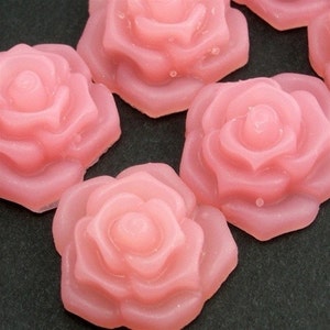Bloem Cabochons Kunststof Roos 16mm Mat Roze (4) PC113