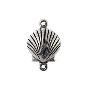 Seashell Small Shell Charm Connectors Small Silver Ox (4) CP329
