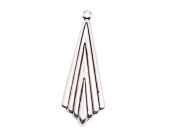 Art Deco Drop Charm Pointed Layered Silver Ox Findings Pendant (4) CP355