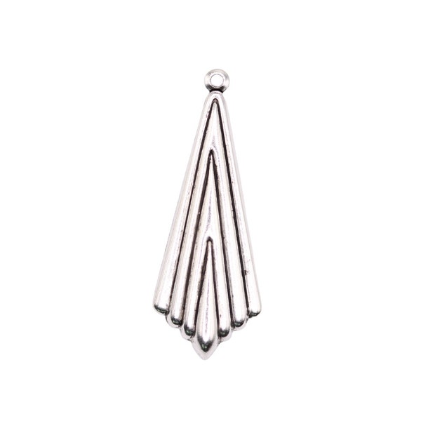 Art Deco Drop Charm Pointed Layered Silver Ox Findings Pendant (4) CP355