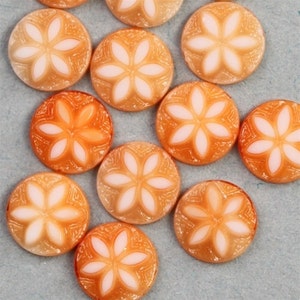 Vintage West German Glass Flower Cabochons 7mm Orange (10) VGC145