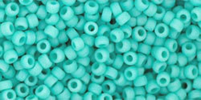 11/0 TOHO Round Glass Seed Beads Opaque Frosted Turquoise 10 grams TH005-R image 2