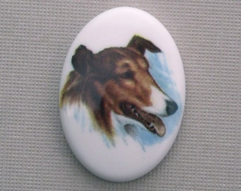 Plastic Dog Cameo Collie 25x18mm Style 4 Cabochon (1)  IC022