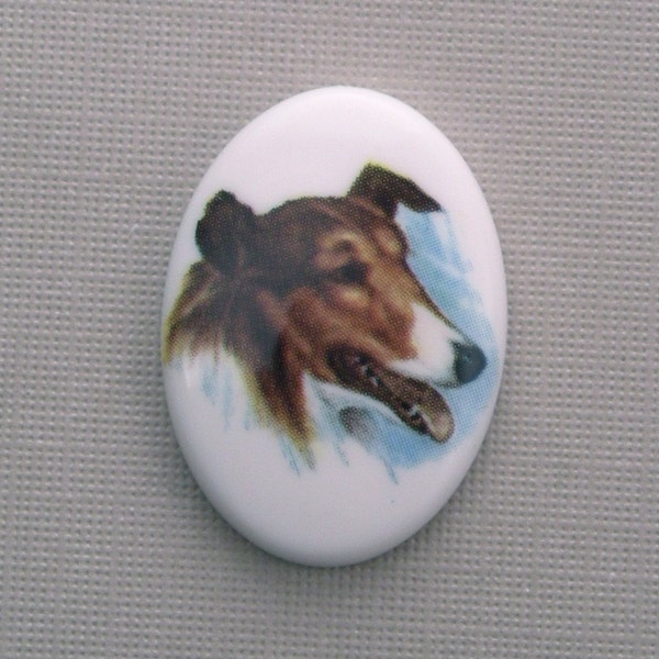 Plastic Dog Cameo Collie 25x18mm Style 4 Cabochon (1)  IC022