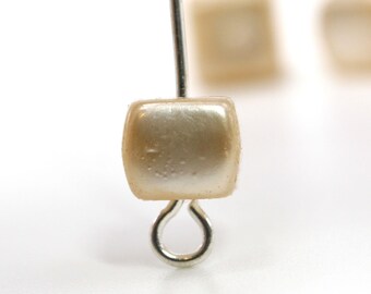 Lot De 25 Perles En Verre Vintage Cubes Rose Pêche Irrégulières - Pour Création Bijoux