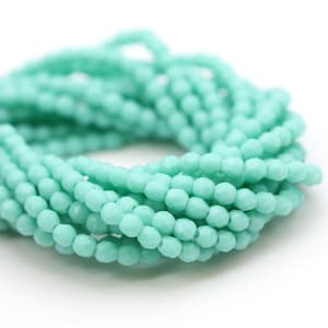 Czech Glass Beads Fire Polished Faceted Rounds 2mm Matte Turquoise (50) CZF790