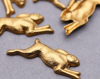 Rabbit Stampings Raw Brass Vintage Style Findings Embellishments (6) FI889