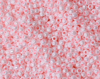 Cuentas redondas de vidrio TOHO 11/0, color rosa bebé opaco y brillante (10 gramos) TH050-R