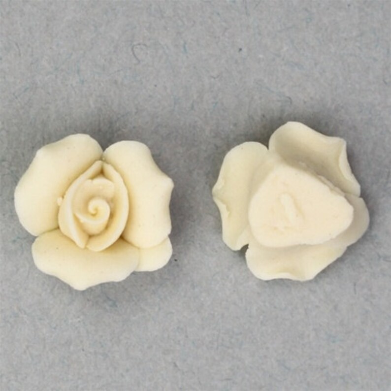 Rose Flower Cabochons Ceramic 11mm Ivory 4 cc002 image 2