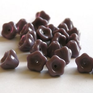 Czech Glass Beads Bell Flower 8x6mm Opaque Purple (25) CZP144