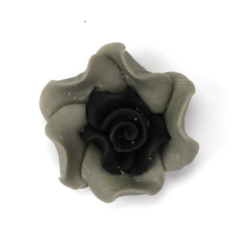 Polymer Clay Flower Cabochons Gray and Black 24mm 2 PC251 Etsy