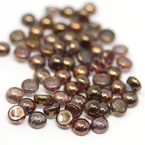 Czech Glass Cabochons Luster Taupe Transparent Coated Medium Dome 5mm Round Flat Back (24) GC116