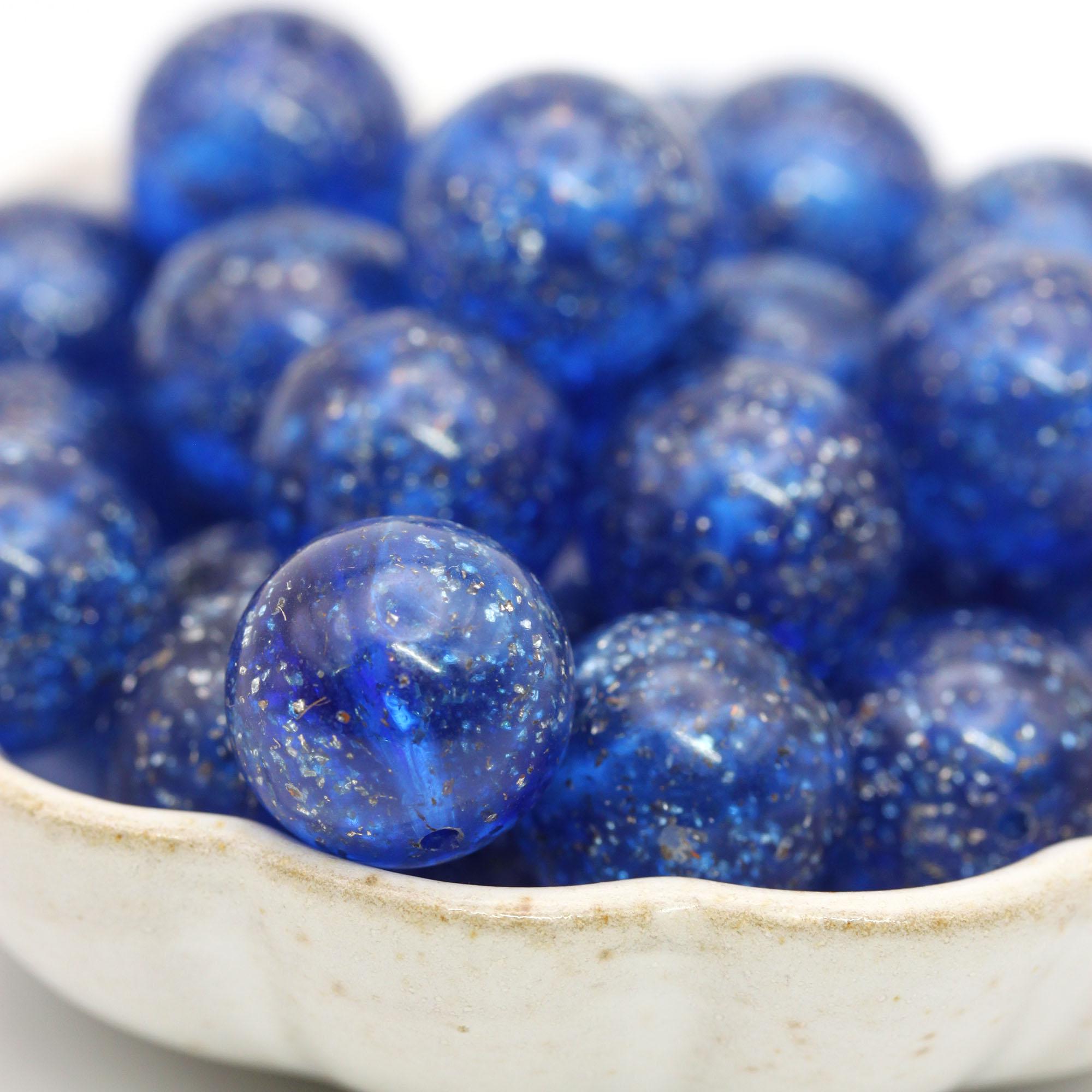 ヴィンテージ ルーサイト ビーズ 13 mm ラウンド シルバー グリッター