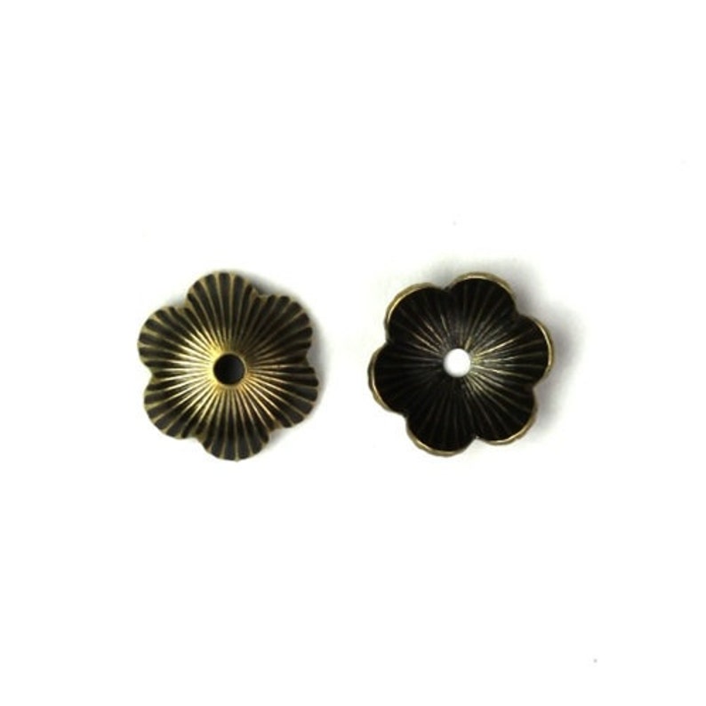 Bead Cap Ribbed Textured Brass Ox 8mm 4 FI459 image 1