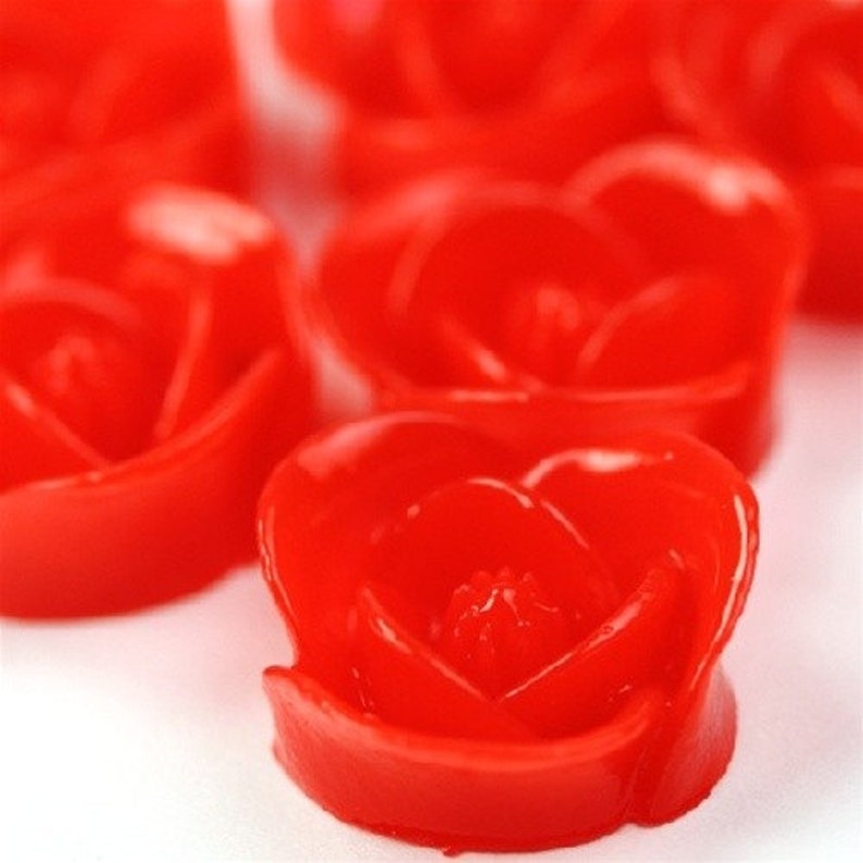 Icing Rose Flower Cabochon Plastic 17mm Red 6 PC209 CLEARANCE SALE 40% OFF image 1