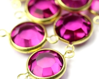 Vintage Swarovski Rhinestone Connector Findings 11mm - Fuchsia (2) VS044