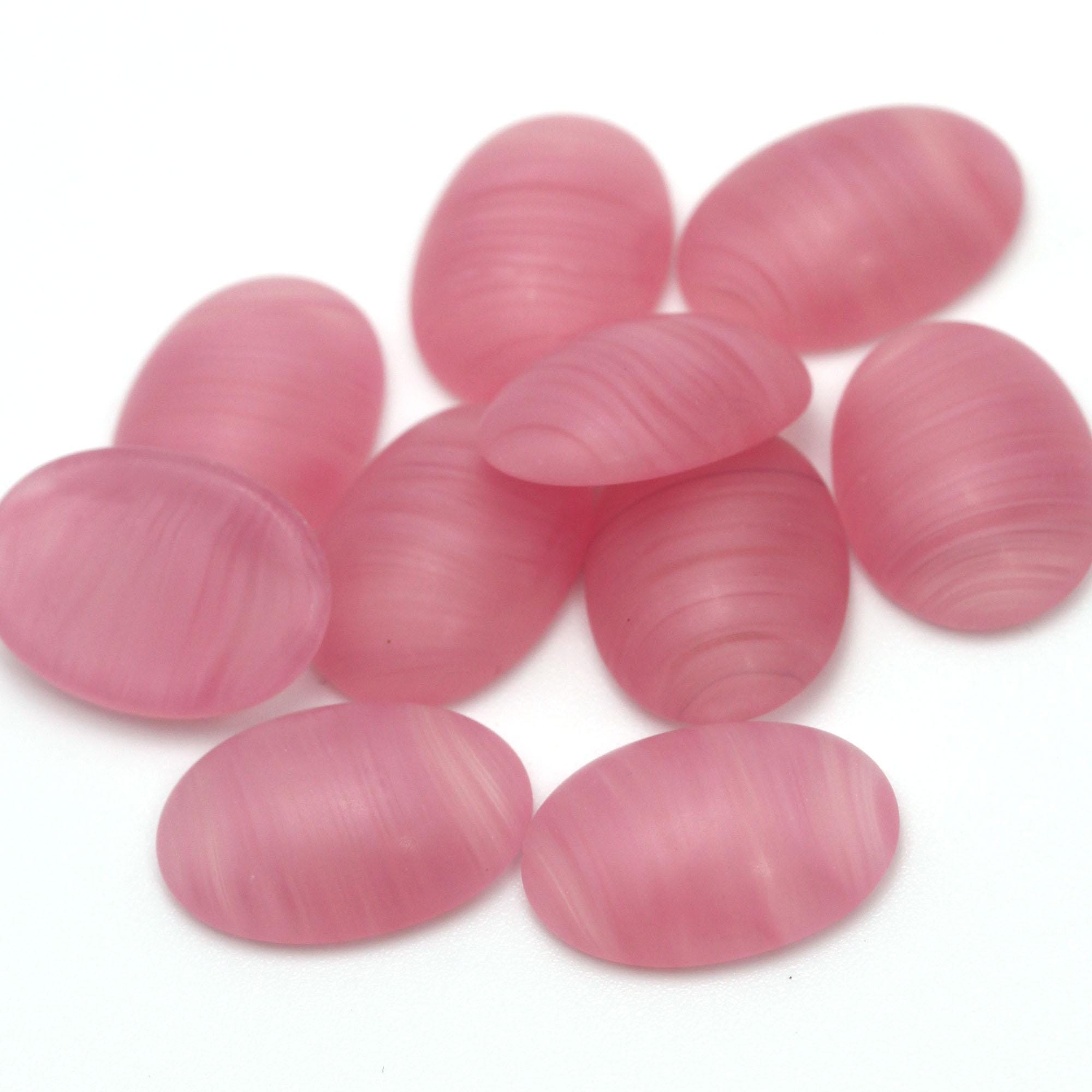 ヴィンテージチェコガラスカボション 18 x 13 mm ローズクォーツ
