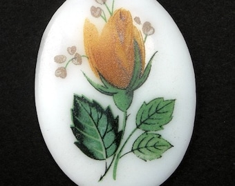 1 Vintage Glazen Bloemen Cameo - 40x30mm - Veelkleurig VIC099