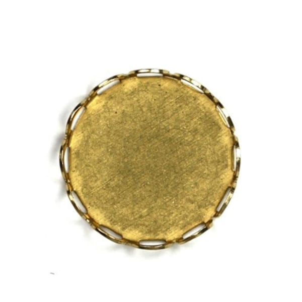 Cameo or Cabochon Settings 15mm Lace Edge - Raw Brass Bezel Scalloped (8) FI348