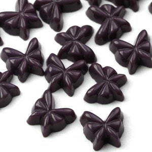 Vintage Glass Cabochon Tiny Butterflies 7mm Gray Plum (6) VGC186