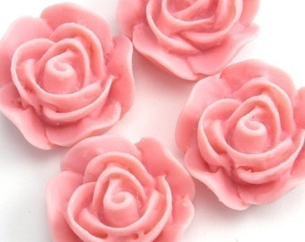 Flower Cabochons Plastic Rose 20mm Light Pink (4) PC122