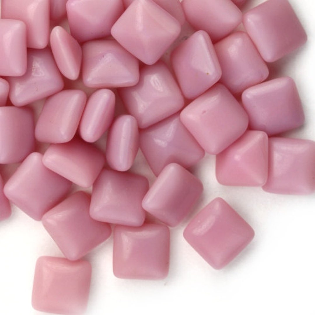Vintage Glass Stones Square 6mm Opaque Pink (12) VGC308