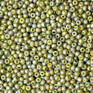 11/0 TOHO Round Glass Seed Beads Semi Glazed Rainbow Olive (10 grams) TH092-R