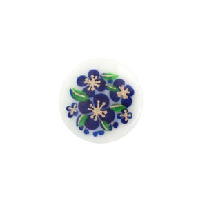 Vintage Glass Cabochons 13mm Floral Blue on White Flat Back Flower Cameo Japan (4) VGC557