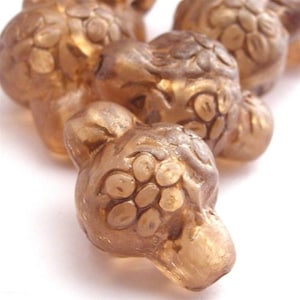 Vintage Plastic Floral Spindle Beads Copper 18mmx13mm VPB041