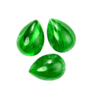 Vintage Glass Cabochons 18x13mm Pear Emerald Flat Back West German Green (2) VGC387