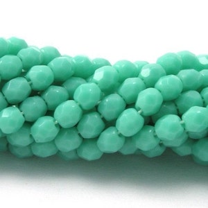 Czech Glass Beads Fire Polished Faceted Rounds 3mm Opaque Turquoise 50 CZF125 image 2