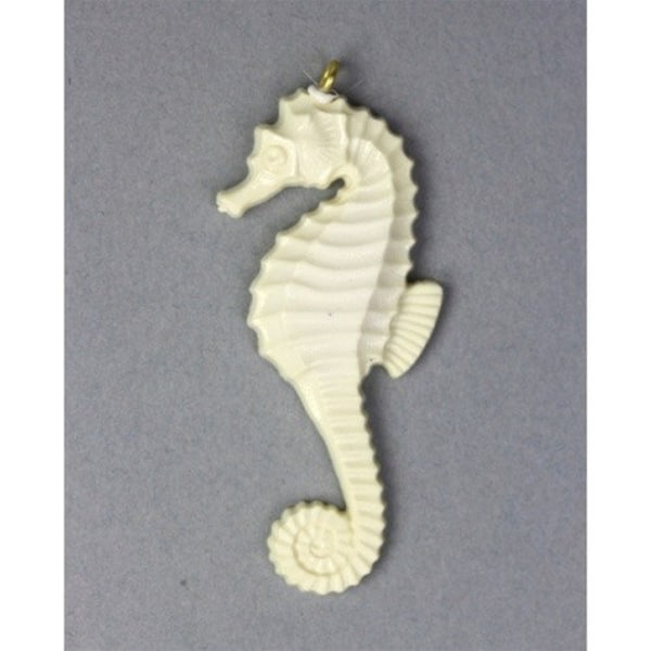 Vintage Plastic Seahorse Pendant 54mm Ivory Color Large (1) VCP054