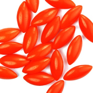 Vintage Glass Stones Pointed Back Navette 15x7mm Smooth Opaque Orange Tangerine West German (8) VGC394