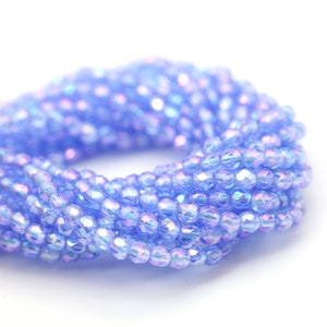 Czech Glass Beads Fire Polished Faceted Rounds 2mm Luster Iris Sapphire (50) CZF948
