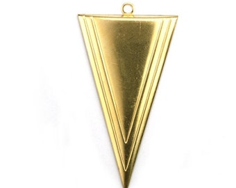 Long Triangle Charm or Pendant Raw Brass (3) CP258