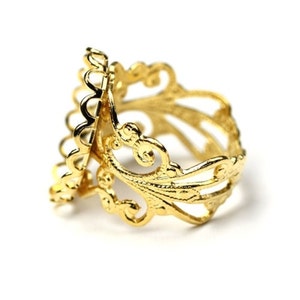 Ornate Filigree Ring Blank 18x13mm Setting Gold Plated 1 FI510 image 2