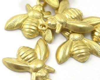 Raw Brass Insect Bee Stamping Charms Small (10) CP024
