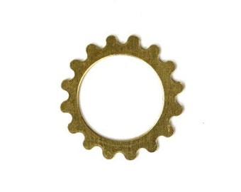 Watch Gears 16mm Steampunk Jewelry Parts Open Center Raw Brass (8) FI269