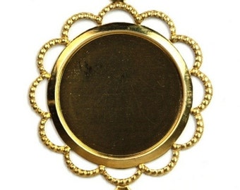 Filigree Settings 18mm Round Raw Brass - 2 Loops (6) FI255