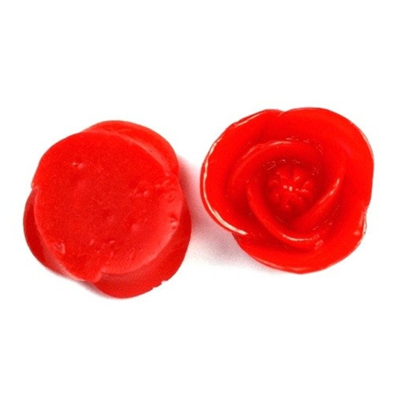 Icing Rose Flower Cabochon Plastic 17mm Red 6 PC209 CLEARANCE SALE 40% OFF image 2