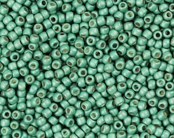 11/0 TOHO Round Glass Seed Beads Galvanized Matte Light Teal (10 grams) TH010-R