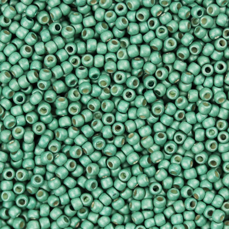 11/0 TOHO Round Glass Seed Beads Galvanized Matte Light Teal 10 grams TH010-R image 1