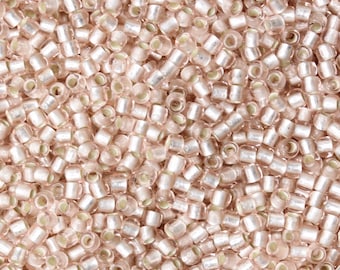 11/0 TOHO Round Glass Seed Beads Silver Lined Frosted Rosaline (10 grams) TH076-R