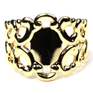Decorative Filigree Ring Blank Gold Plated 10x8mm Pad (1) FI521