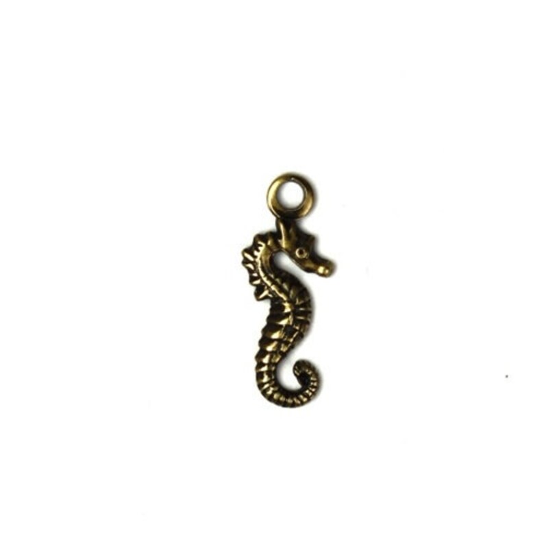 Tiny Seahorse Stampings Charms Sea Ocean Pendant 12x5mm Brass Ox 6 CP103 image 1