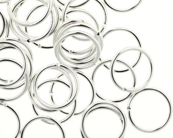 Jump Ring Silver 10mm 18ga Plated Jump Rings (50) FI856